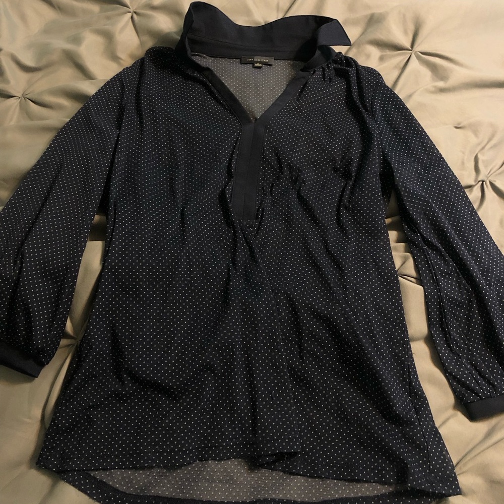 The Limited navy polka dot top size S